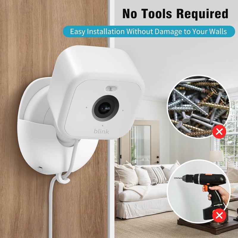 ibada Blink Wall Mount 3 Pack for Outdoor/Mini/Mini 2/Indoor Cameras, No Drill, Strong Adhesive, Damage-Free, Easy to Install (White) - Image 5